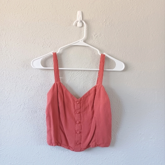 Abercrombie & Fitch Cropped Sweatheart Button-Up Cami Tank Top - Picture 1 of 5